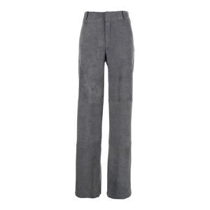 Arma Women Grey Pants With Belt Loops In Suede Woman